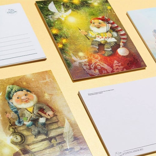Открытки - на фото: пример напечатанных открыток с сказочными персонажами